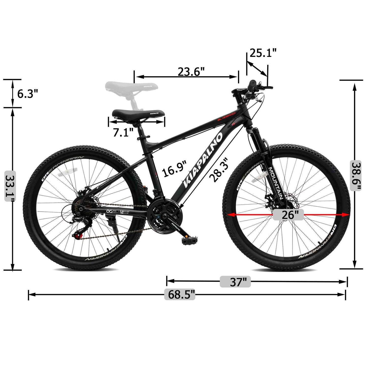 26" All-Terrain Mountain Bike | 21-Speed, Mechanical Disc Brakes & Front Suspension