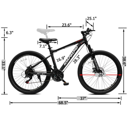 26" All-Terrain Mountain Bike | 21-Speed, Mechanical Disc Brakes & Front Suspension
