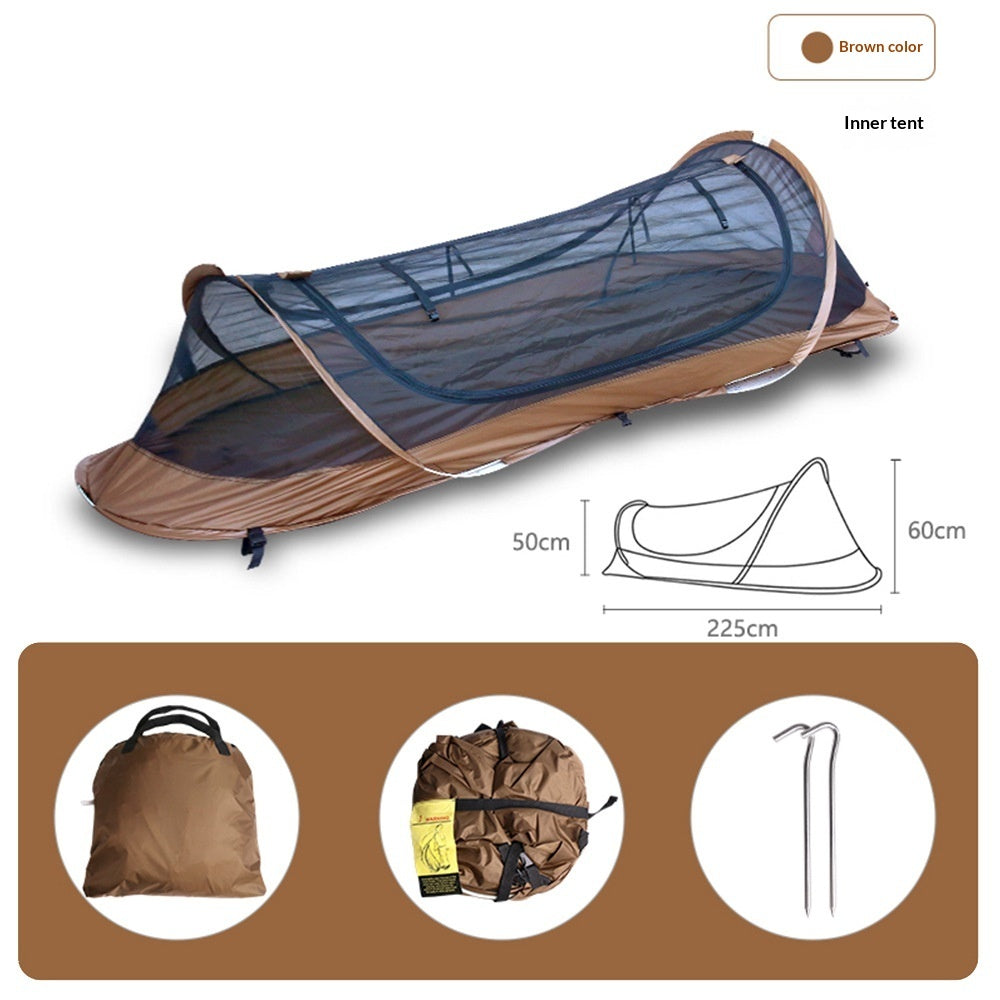 Single-Person Tactical Boat-Style Camping Tent – Waterproof Foldable Hiking Tent | Coffee & Olive Green