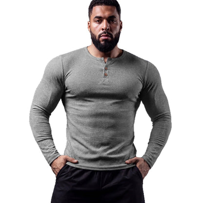 Men's Slim Fit Half-Button Long-Sleeve Sport Shirt