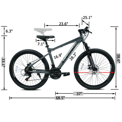 26" All-Terrain Mountain Bike | 21-Speed, Mechanical Disc Brakes & Front Suspension