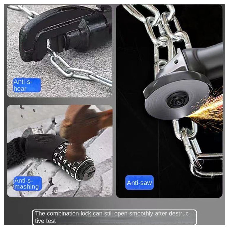 5-Digit Combination Bike Chain Lock | Heavy-Duty, Keyless & Rust-Resistant