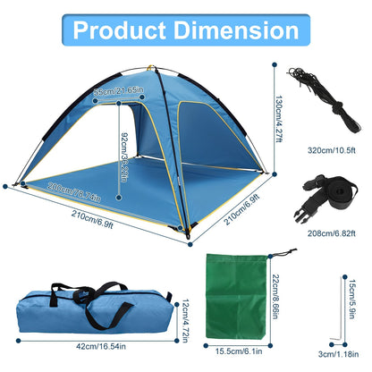 4-6 Person Beach Tent Canopy – UPF 50+ Sun Shelter