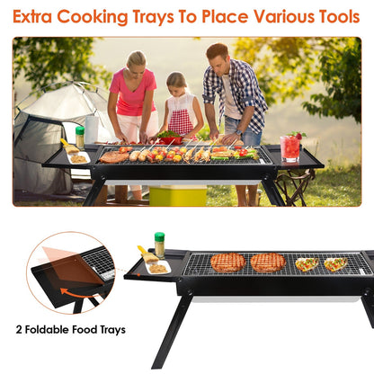 Foldable Charcoal BBQ Grill with Pullout Ash Drawer Tray