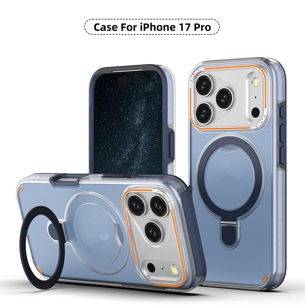 360 Rotation Stand Holder Magnetic Matte Phone Case For I-Phone 17 Pro 17 Max Plus Shockproof Protection Cover Shell