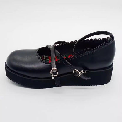 Black Doll Round Toe Soft Sister Cute Student Platform Shoes