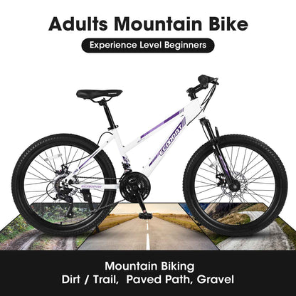 26" Girls & Women's Mountain Bike | Shimano 21-Speed, Dual Disc Brakes & 100mm Suspension