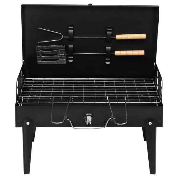 Portable Square Charcoal Grill – Compact Steel BBQ for Camping & Picnics