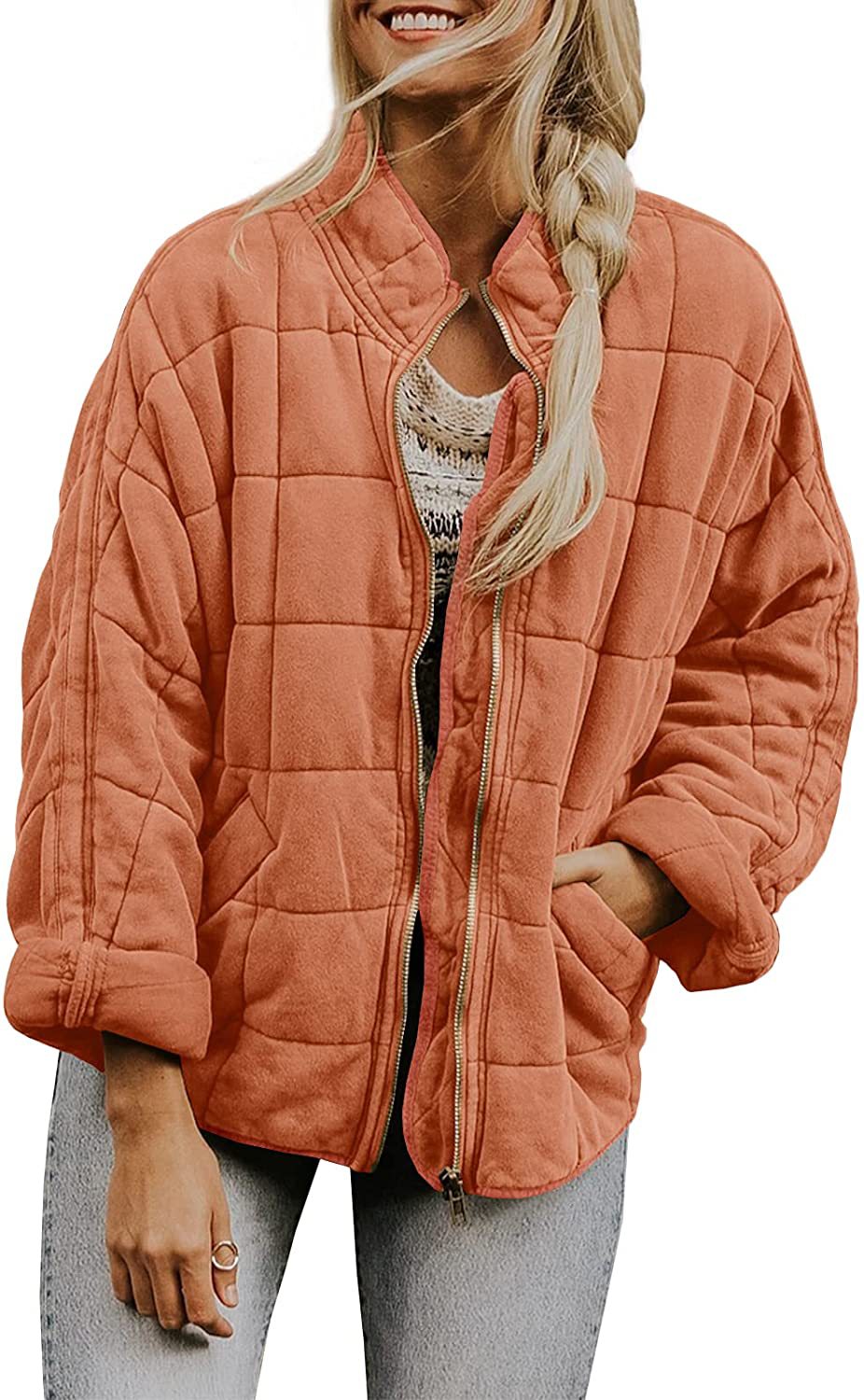 Women's Zip-Up Stand Collar Jacket – Casual Lightweight Jacket