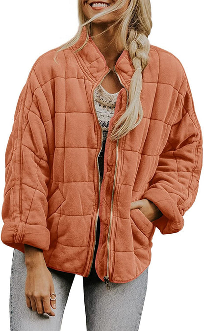 Women's Zip-Up Stand Collar Jacket – Casual Lightweight Jacket