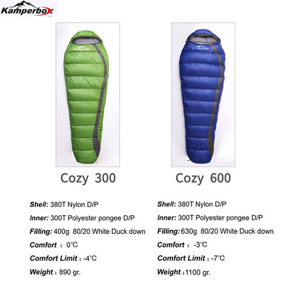Ultra-Light Duck Down Mummy Sleeping Bag – 4-Season, Rated to 25°F