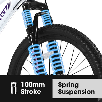 26" Girls & Women's Mountain Bike | Shimano 21-Speed, Dual Disc Brakes & 100mm Suspension