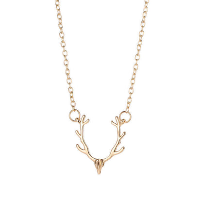 Christmas Small Antlers Deer Head Elk Necklace