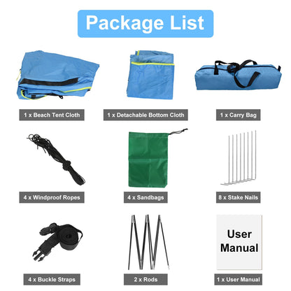 4-6 Person Beach Tent Canopy – UPF 50+ Sun Shelter