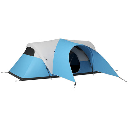 5–6 Person Family Camping Tent – 3000mm Waterproof with Porch, Sewn-In Groundsheet & 20 Stakes | Blue