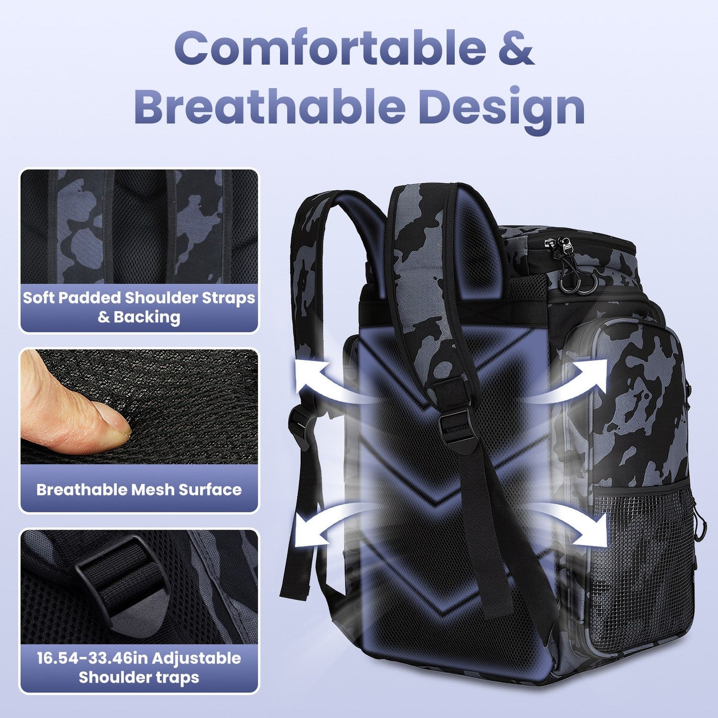 42L Fishing Backpack with Rod Holders & 16 Pockets – Water-Resistant