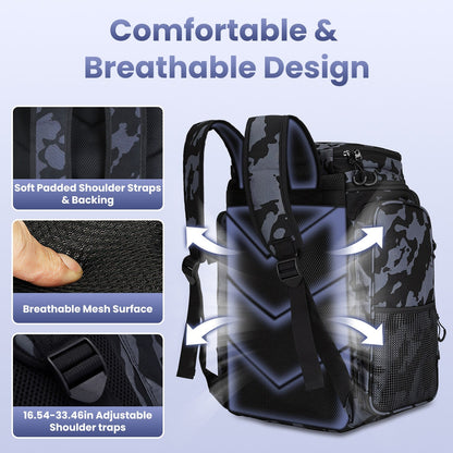 42L Fishing Backpack with Rod Holders & 16 Pockets – Water-Resistant