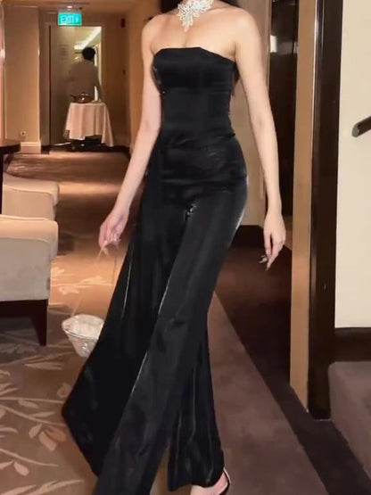 Black Tube Top & High Waist Pants Set
