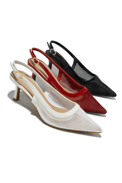 Chloey Slingback Mid Heel Pumps - Wine