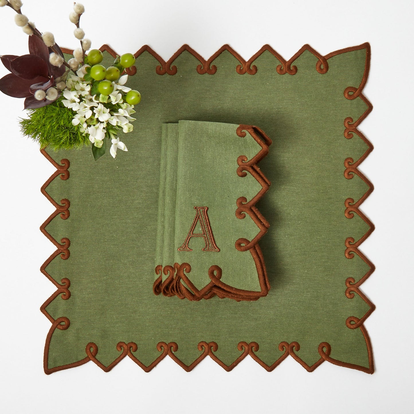 Forest Green & Brown Angelina Napkins (Set of 4)
