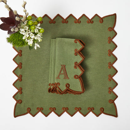 Forest Green & Brown Angelina Napkins (Set of 4)