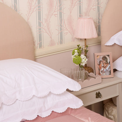 Rattan Ida Rechargeable Lamp with Pink Lotus Shade (18cm)