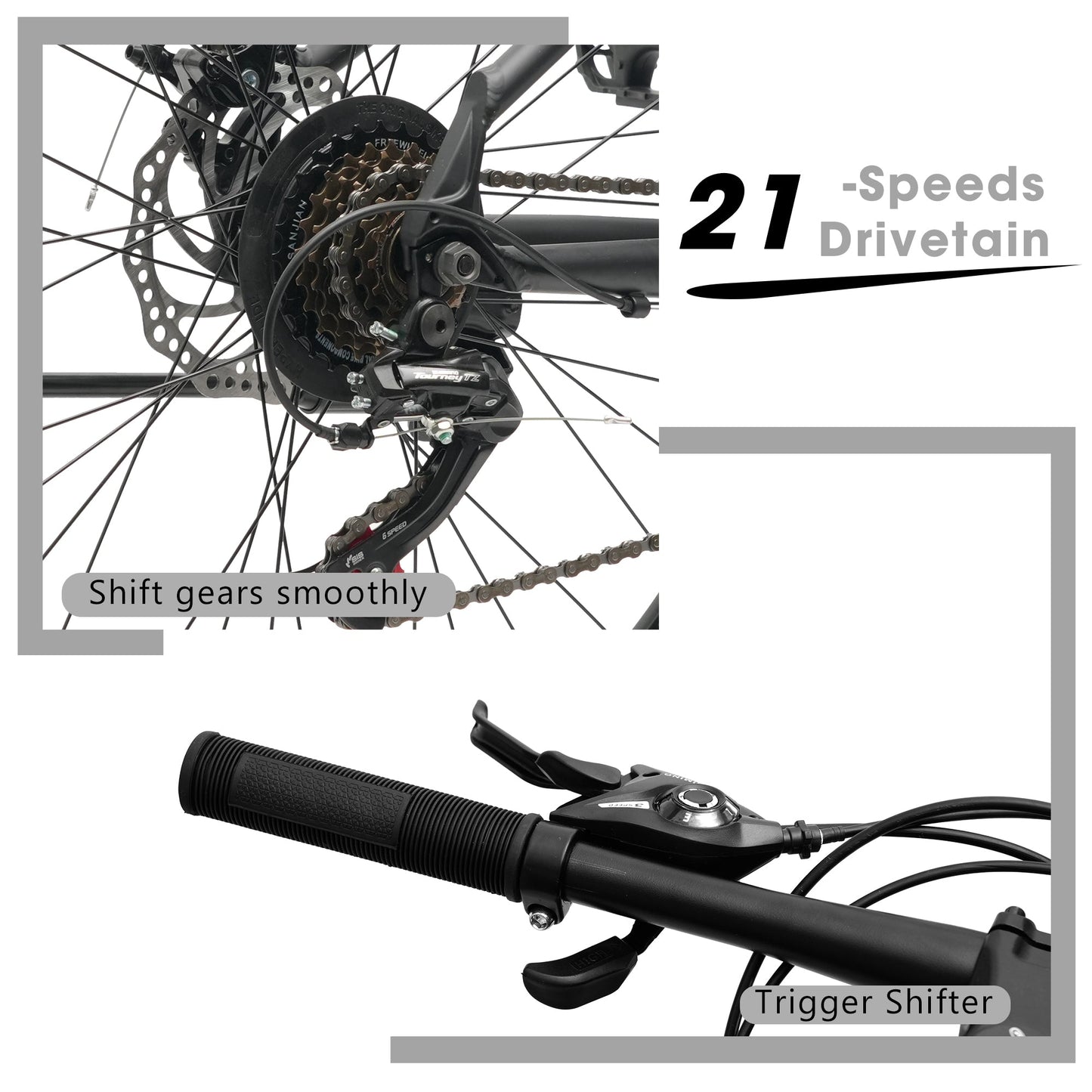 26" All-Terrain Mountain Bike | 21-Speed, Mechanical Disc Brakes & Front Suspension