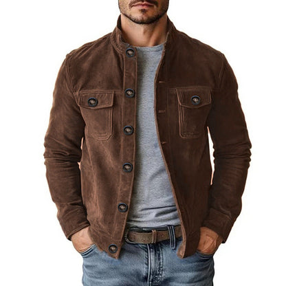 Men's Slim-Fit Faux Suede Jacket – Vintage Casual Outerwear