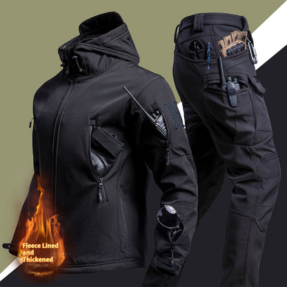 Men's Camouflage Winter Shell Jacket & Pants Suit – Waterproof Windproof Outdoor Set