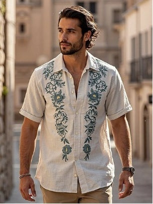 Men's Retro Animal Print Short-Sleeve Shirt