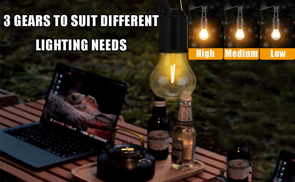 Solar Camping Light – USB-C Rechargeable, 3 Modes, Waterproof Portable Light for Hiking & Emergencies