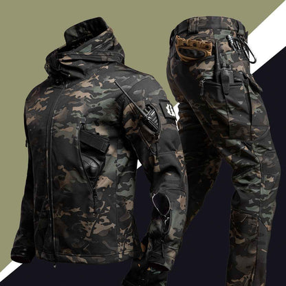 Men's Camouflage Winter Shell Jacket & Pants Suit – Waterproof Windproof Outdoor Set