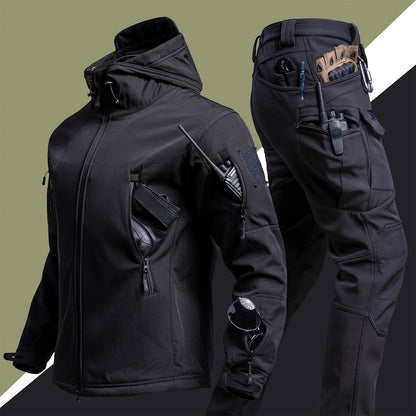Men's Camouflage Winter Shell Jacket & Pants Suit – Waterproof Windproof Outdoor Set