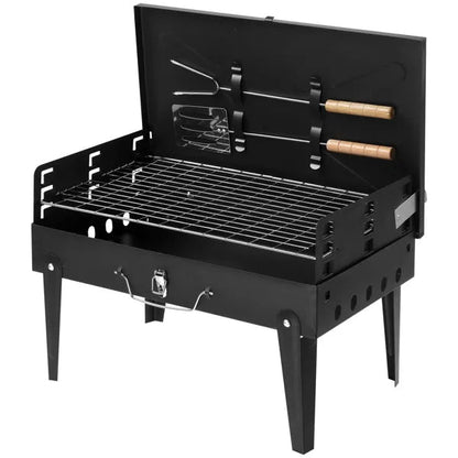 Portable Square Charcoal Grill – Compact Steel BBQ for Camping & Picnics