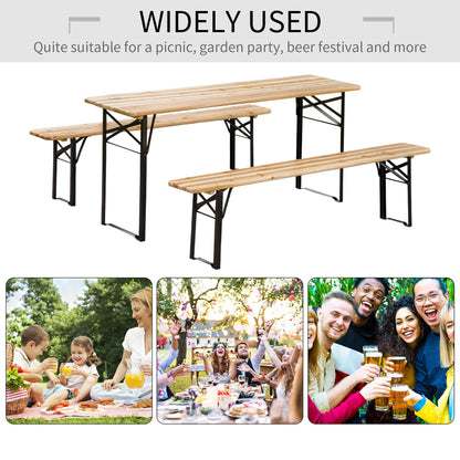 6 FT Folding Picnic Table & Bench Set | Solid Wood Outdoor Dining Table for Camping & Patio