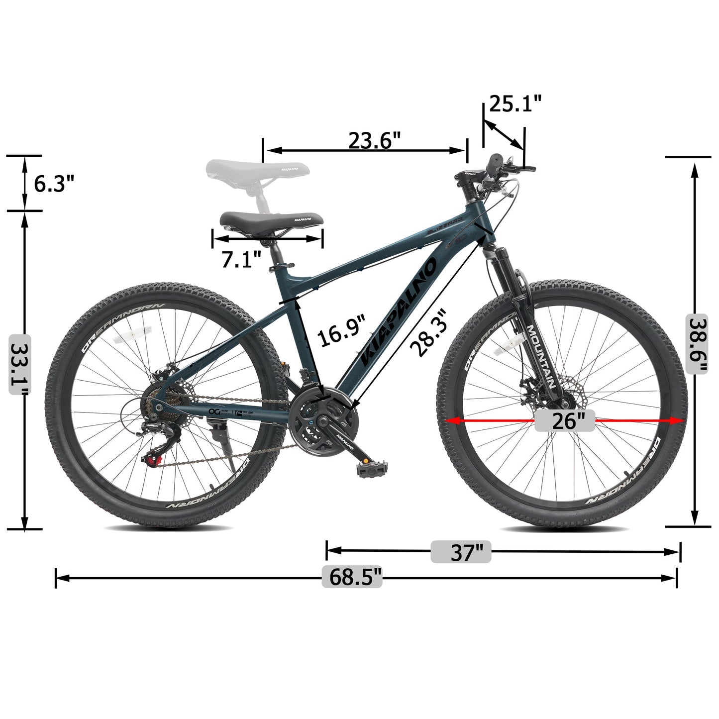 26" All-Terrain Mountain Bike | 21-Speed, Mechanical Disc Brakes & Front Suspension