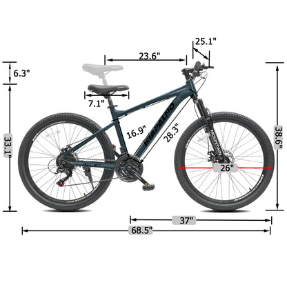 26" All-Terrain Mountain Bike | 21-Speed, Mechanical Disc Brakes & Front Suspension
