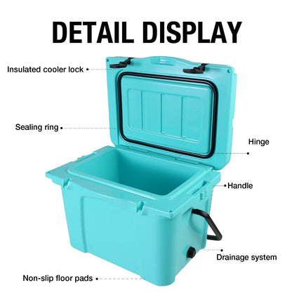 25QT Rotomolded Hard Cooler | 5-Day Ice Retention, Bottle Opener & Cup Holder