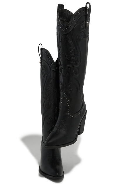 Festival Season Cowgirl Boots - Black