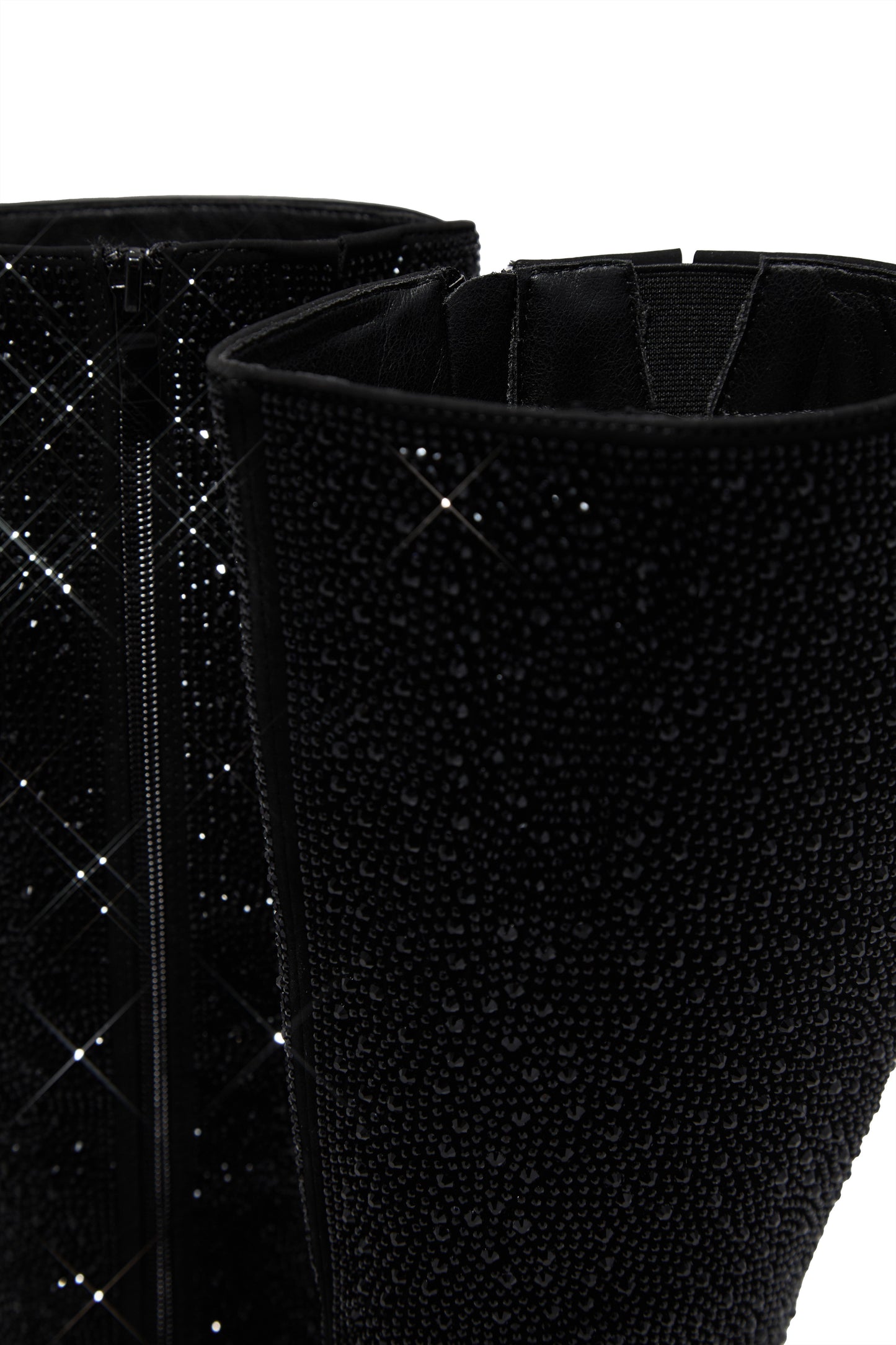 Elvia Embellished Kitten Heel Boots - Black