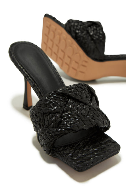 Positano Mid Heel Mules - Black