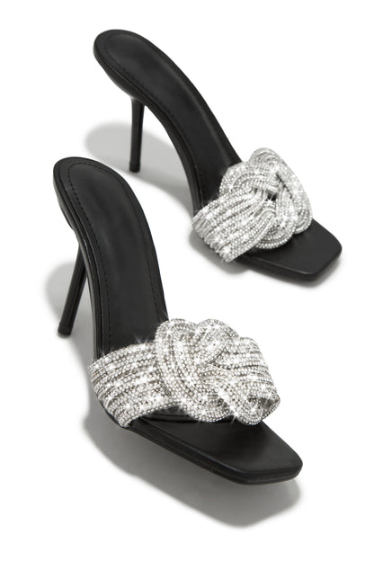 Song Of Love Embellished Mule Heels - Black