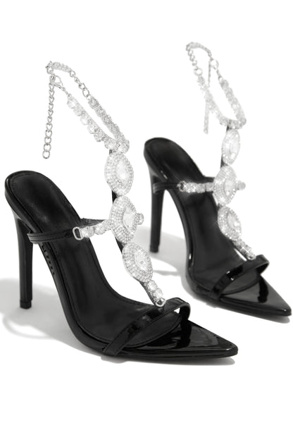 Main Character Embellished Single Sole High Heels - Black