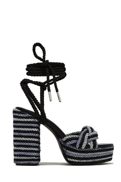 Jadin Lace Up Platform Block Heels - Green