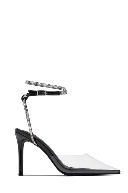 Special Guest Embellished Clear Heels - Black