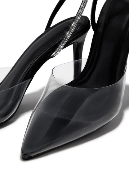 Special Guest Embellished Clear Heels - Black