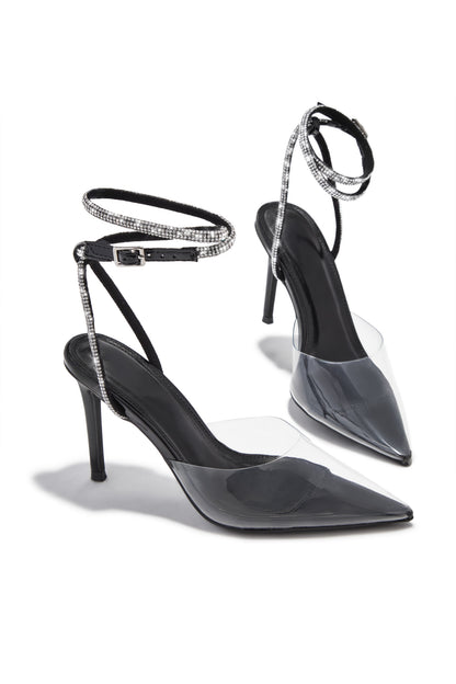 Special Guest Embellished Clear Heels - Black