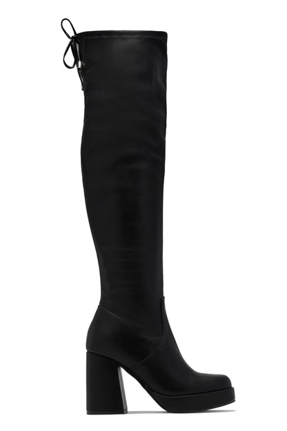 Ayanna Over The Knee Block Heel Boots - Black