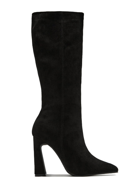 Stella Knee High Heel Boots - Black