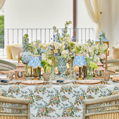 Blue & Putty Ikat Deep Scalloped Lampshade (18cm)
